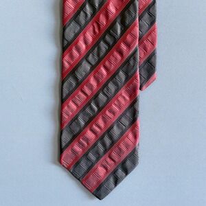 Donna Karan New York Stripe Tie | 100% Silk Red Black